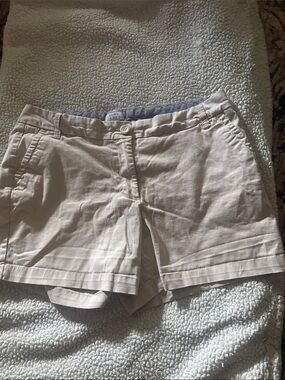 crown & ivy Cream Cotton Chino Shorts